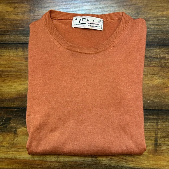 Debra C Beverly Hills Rust Peach Long Sleeve Cashmere Silk Sweater Italy Small - Picture 2 of 12